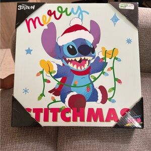 Disney Stitch Christmas Canvas with Red and Blue